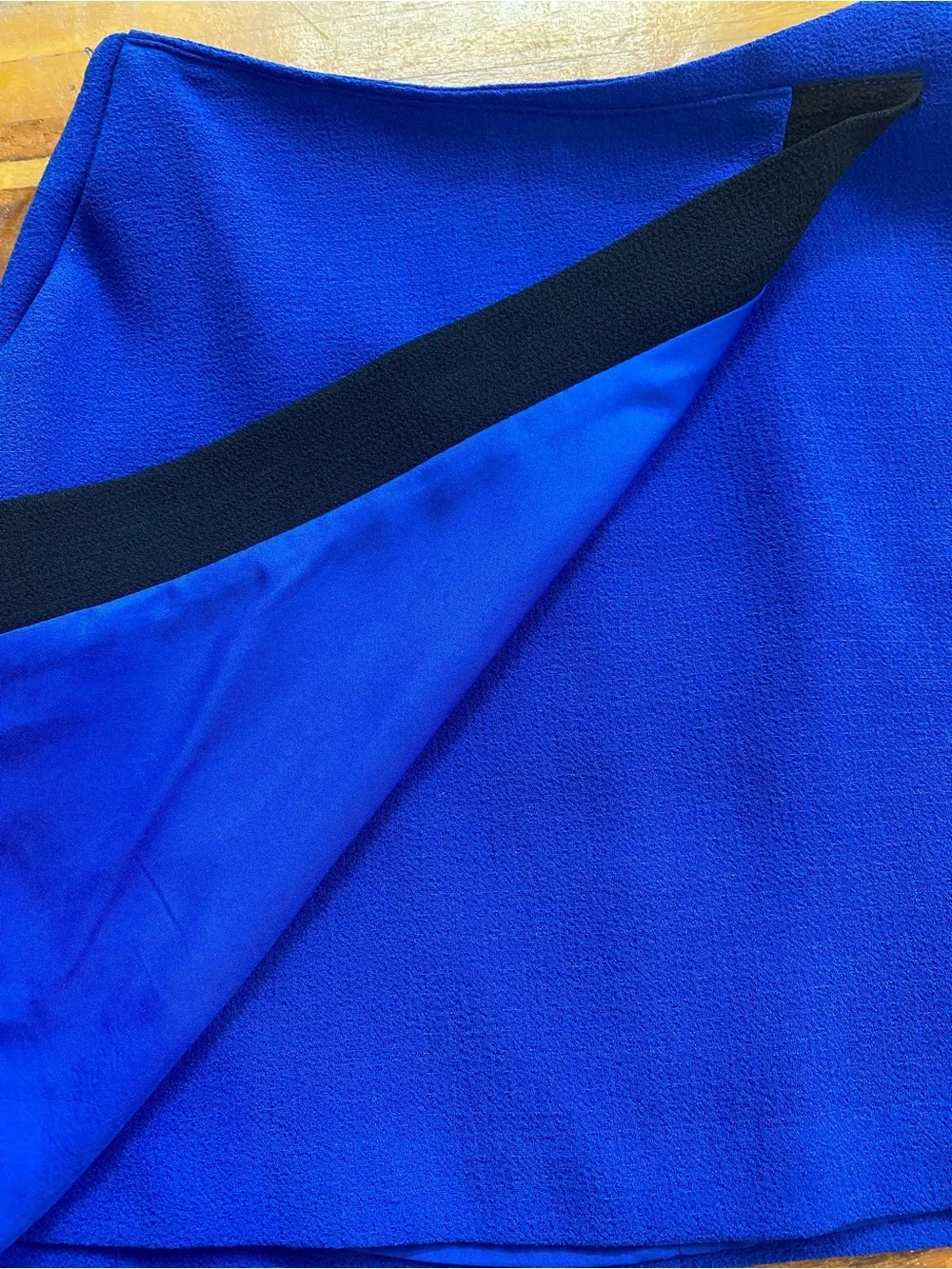 Forever 21 Royal Blue Mini Skirt Faux Wrap Black Stripe